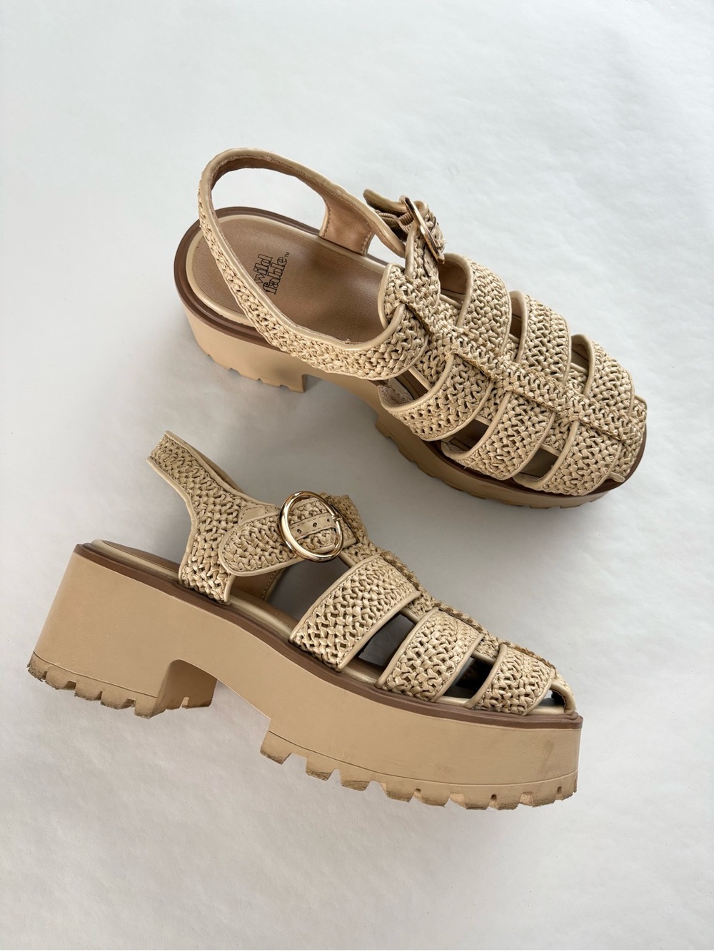 Wild Fable Elide Raffia Fisherman Platform Heel Sandals